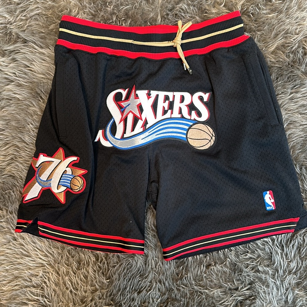 Philadelphia 76ers Mitchell & Ness Authentic NBA x Just Don Mesh Shorts - Black